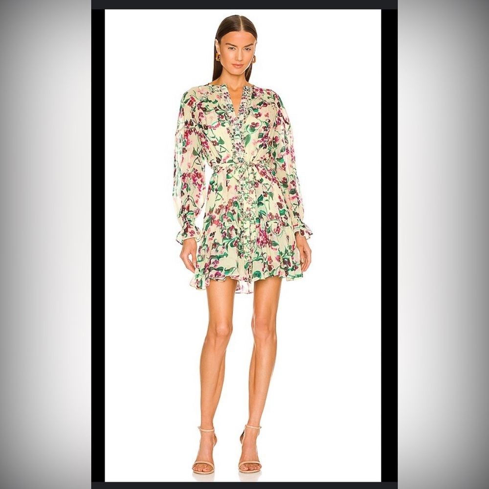 NWT SALONI- Pixie Dress- Silk Georgette in Canary Blossom. Size 2